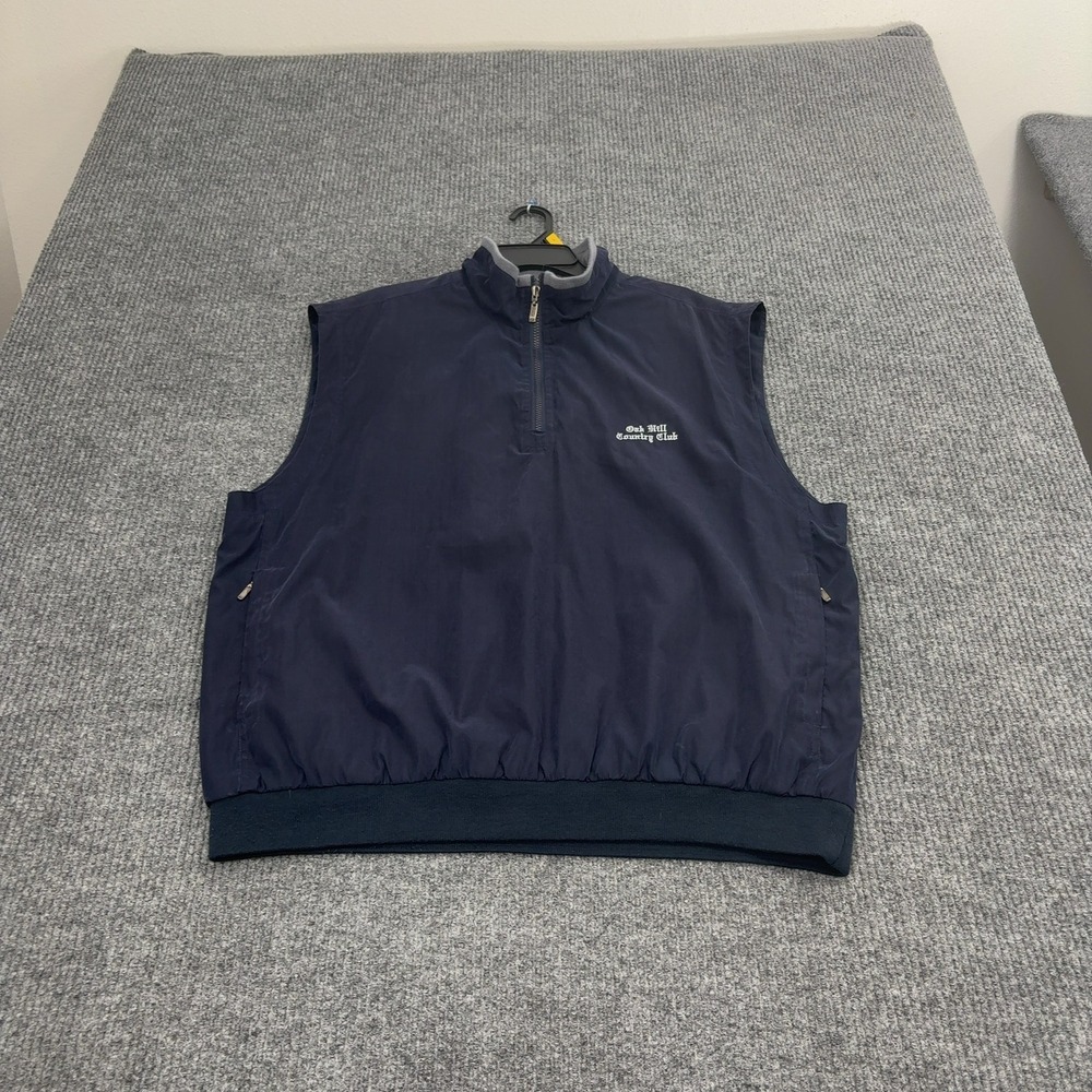 Oak Hill Country Club Glen Echo Vest Mens XL Navy Polyester Quarter Zip Golf